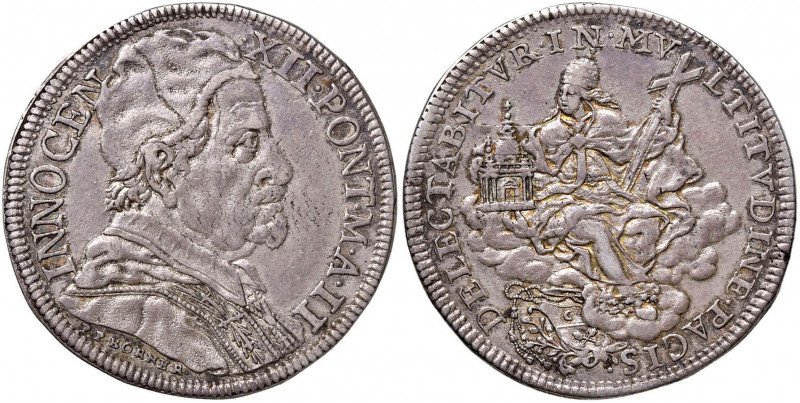 Innocenzo XII (1691-1700) Mezza piastra A. II - Munt. 27 AG (g 15,99) RR Minime ...