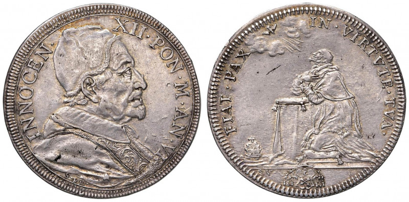 Innocenzo XII (1691-1700) Mezza piastra A. VI - Munt. 31 AG (g 16,01) Minimi gra...