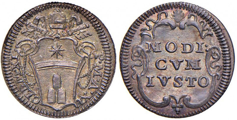 Clemente XI (1700-1721) Mezzo grosso A. VII - Munt. 167 AG (g 0,73) RR Splendida...