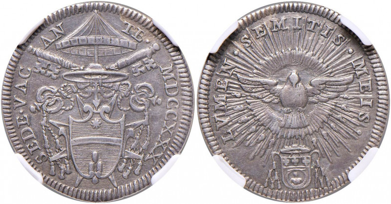 Sede Vacante (1730) Giulio 1730 - Munt. 8 AG RR In slab NGC AU 55 cod. 2771514-0...