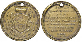 Sede Vacante (1740) Medaglia 1740 emessa dall’Infante di Spagna Cardinale Ludovico di Borbone - AE dorato (g 26,00 - Ø 41 mm) RRR Forato

 

MB+...