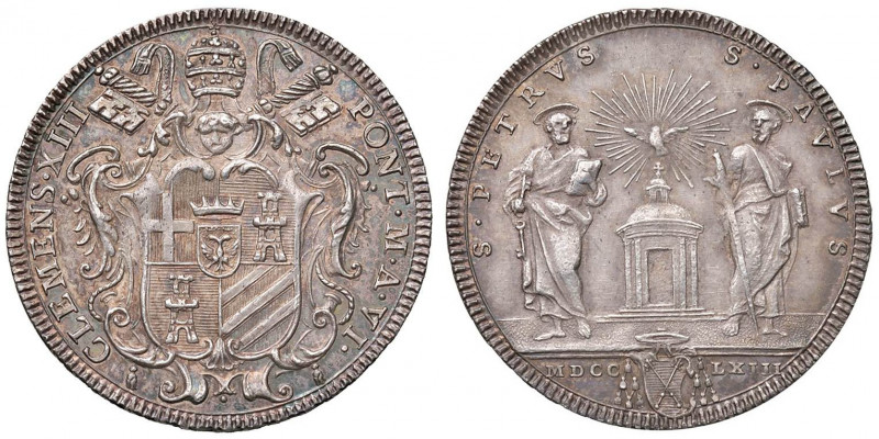 Clemente XIII (1758-1769) Testone 1763 A. VI - Munt. 13 AG (g 7,99) Intensa pati...