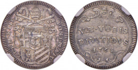 Clemente XIII (1758-1769) Mezzo grosso 1761 A. IV - Munt. 30 AG 1 della data su 0. In slab NGC MS 64 cod. 2791842-012

 

FDC