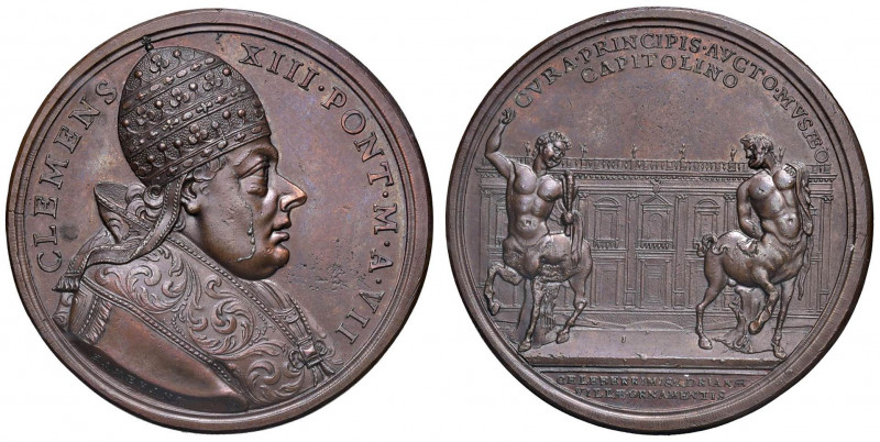 Clemente XIII (1758-1769) Medaglia A. VII 1765 trasferimento delle statue dei du...