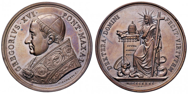 Gregorio XVI (1831-1846) Medaglia 1831 A. I - Opus: Girometti - AE (g 36,72 - Ø ...