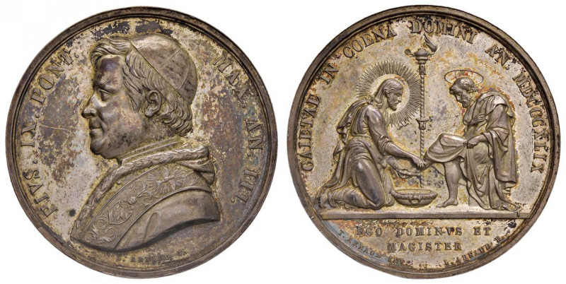 Pio IX (1846-1878) Medaglia 1849 A. III Lavanda dei piedi - Opus: L. Arnaud - AG...