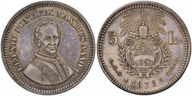 Leone XIII (1878-1903) “Saggio” da 5 Lire 1878 B (di produzione privata) - AG (g 25,48) Bella patina

 

SPL+