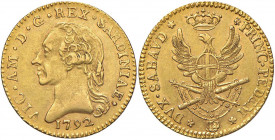 Vittorio Amedeo III (1773-1796) Doppia 1792 - Nomisma 293 AU (g 9,04) RR Insignificanti striature di conio sul collo al D/

 

BB+