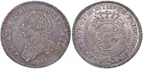 Vittorio Amedeo III (1773-1796) Mezzo scudo 1781 - Nomisma 334 (indicato R/4) AG (g 17,58) RRRR Graffietti di conio al D/

 

SPL