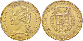 Vittorio Emanuele I (1814-1821) 20 Lire 1816 - Nomisma 508 AU RR In slab PCGS MS67 466583.67/38476423. Conservazione eccezionale, un vero gioiello del...