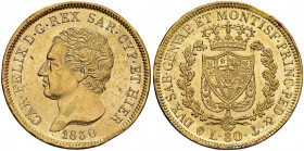 Carlo Felice (1821-1831) 80 Lire 1830 G - Nomisma 532 AU Colpetti ed una imperfezione di conio al bordo, altrimenti un bellissimo esemplare dal metall...