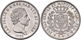 Carlo Felice (1821-1831) 5 Lire 1828 G - Nomisma 568 AG Minimo colpetto al bordo

 

FDC