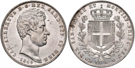 Carlo Alberto (1831-1849) 5 Lire 1849 G - Nomisma 704 AG Colpetto al bordo. Graffietti al R/ 

 

SPL+/qFDC