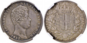 Carlo Alberto (1831-1849) Lira 1831 T - Nomisma 718 AG RR In slab NGC MS66 5882827-011. Conservazione eccezionale, un vero gioiello della numismatica!...
