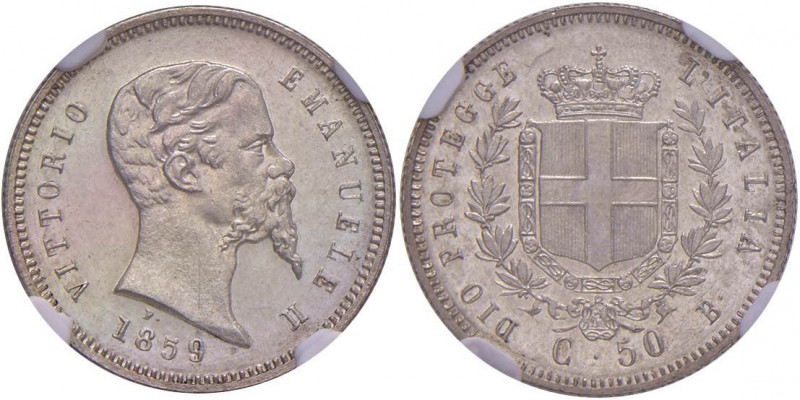 Vittorio Emanuele II re eletto (1859-1861) 50 Centesimi 1859 B - Nomisma 834 AG ...