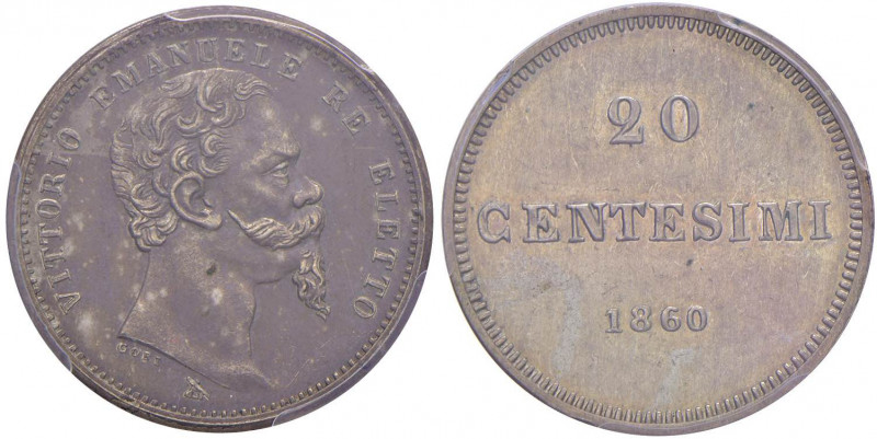 Vittorio Emanuele II re eletto (1859-1861) 20 Centesimi 1860 Progetto zecca di F...