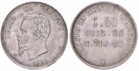 Studi per la monetazione del Regno (1860-1861) Torino - 50 Centesimi 1861 saggio di moneta d’argento T - Luppino PP62 AG (g 2,99) RRRR

 

FDC