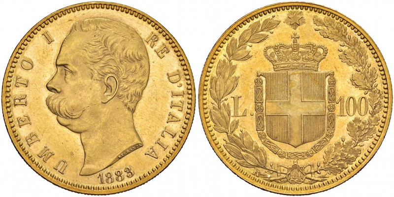 Umberto I (1878-1900) 100 Lire 1883 - Nomisma 972 AU R Graffietto vicino al baff...