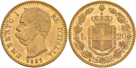 Umberto I (1878-1900) 20 Lire 1891 - Nomisma 989 AU

 

FDC