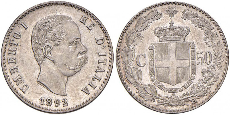 Umberto I (1878-1900) 50 Centesimi 1892 - Nomisma 1012 AG RR 

 

qFDC