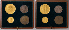 Vittorio Emanuele III (1900-1946) 100, 20 e 2 Lire e 10 Centesimi 1903 Progetto Johnson - Pn 6-2 AE Lotto di quattro monete in astuccio originale 

...