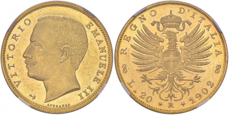 Vittorio Emanuele III (1900-1946) 20 Lire 1902 Ancoretta - Nomisma 1073 AU RRRR ...