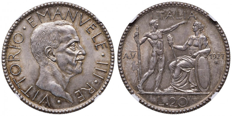 Vittorio Emanuele III (1900-1946) 20 Lire 1927 A V. - Nomisma 1083 AG RRR Tiratu...