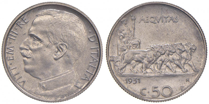 Vittorio Emanuele III (1900-1946) 50 Centesimi 1931 - Nomisma 1248 NI RRR Tiratu...