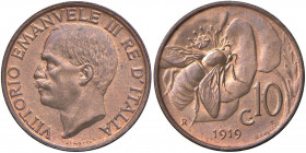 Vittorio Emanuele III (1900-1946) 10 Centesimi 1919 - Nomisma 1310 CU R Conservazione eccezionale

 

FDC
