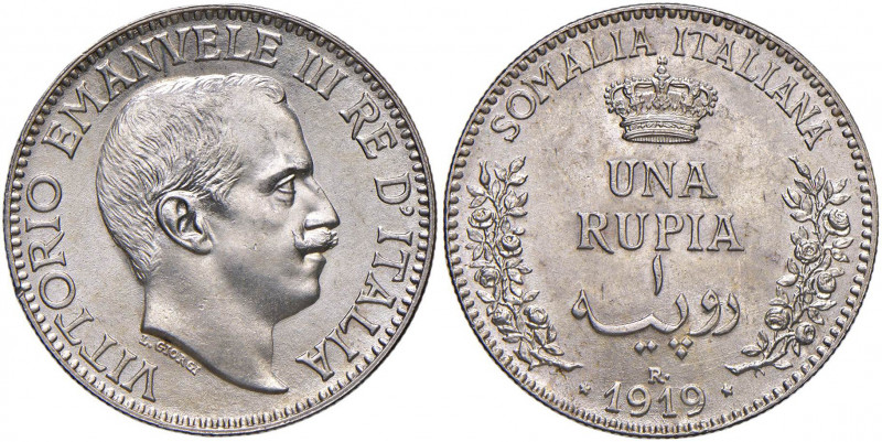 Vittorio Emanuele III (1900-1946) Somalia - Rupia 1919 - Nomisma 1419 AG R

 ...