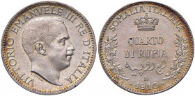 Vittorio Emanuele III (1900-1946) Somalia - Quarto di rupia 1910 - Nomisma 1427 AG Colpetto al bordo

 

FDC
