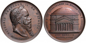 Vittorio Emanuele II (1861-1878) Medaglia 1878 in ricordo della sua morte e sepoltura al Pantheon - Opus: F. Speranza - AE (g 140,21 - Ø 69 mm) R Cons...