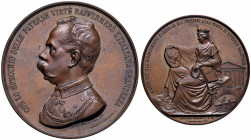 Umberto I (1878-1900) Medaglia 1884 25° anniversario Risorgimento e pellegrinaggio al Pantheon - Opus: Vagnetti - AE (g 157,25 - Ø 66 mm) R Conservazi...