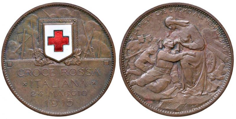 MONETE / MEDAGLIE DELLA CROCE ROSSA Medaglia (10 Centesimi) 1915 - Cavazzoni 12 ...