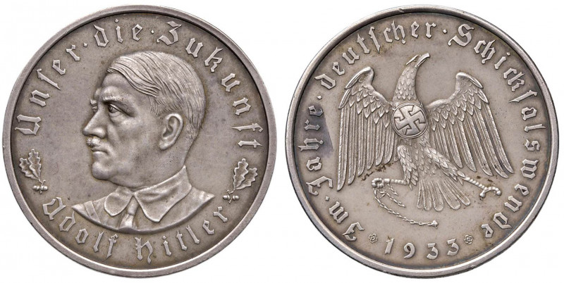 GERMANIA Medaglia 1933 - AG (g 21,91 - Ø 36 mm) Punzonata sul bordo BAYER HAUPTM...