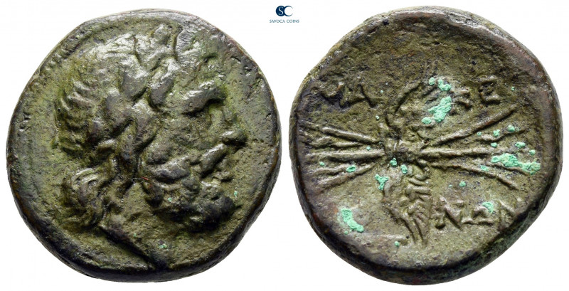 Macedon. Bottiaea Emathiae circa 168-148 BC. 
Bronze Æ

22 mm, 10,23 g


...