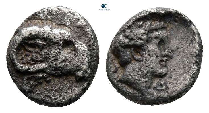 Caria. Kasolaba circa 450-400 BC. 
Hemiobol AR

7 mm, 0,51 g



very fine