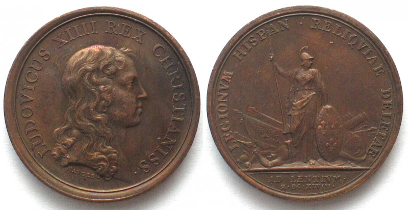 1648. BATAILLE DE LENS.
AE Medaille par Jean Mauger (1648-1722). 41mm, 40.6g. L...