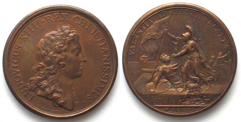 1656. PRISE DE VALENCE ET DE PADOUE.
AE Medaille par Jean Mauger (1648-1722). 4...