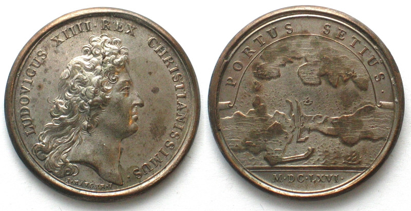1666. LE PORT DE SÈTE.
AE Medaille par Jean Mauger (1648-1722). 41mm, 27.4g. PO...