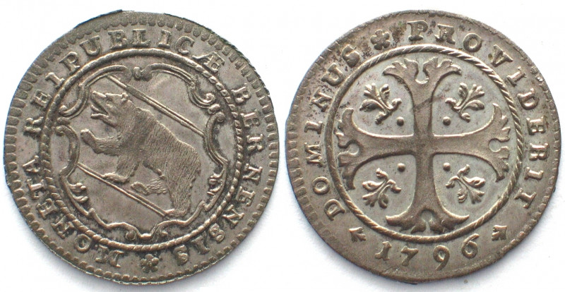 BERN. Halbbatzen 1796, Billon, Prachtstück!
HMZ 2-224w. unz (UNC)