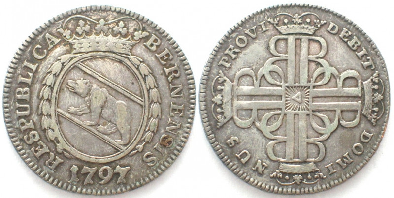 BERN. Vierteltaler 1797, Silber, Erhaltung!
HMZ 2-220g. fast vz (XF-)
