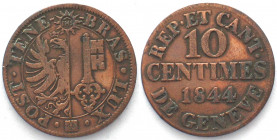 GENF. 10 Centimes 1844, Billon, seltener Jahrgang!
