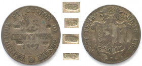 GENF. 25 Centimes 1847, Billon, mit Juwelierpunzen