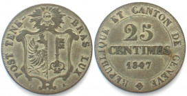 GENF. 25 Centimes 1847, Billon