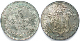 GENF. 5 Centimes 1847, Billon, Erhaltung!