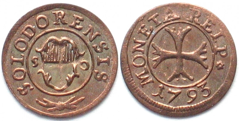 SOLOTHURN. Vierer 1793, Billon, FDC, Prachtstück!
HMZ 2-851d. Sehr selten in di...