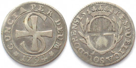 SOLOTHURN. 10 Kreuzer 1794, Silber