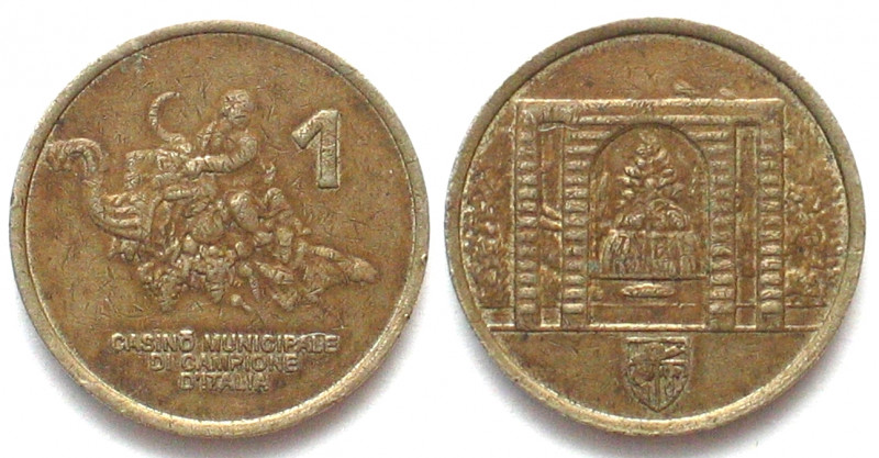 CAMPIONE D'ITALIA. Casino. 1 Franken o.J.(1933), Alu verkupfert, sehr selten!
D...