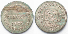 THURGAU. Kreuzer 1808 Billon, Erhaltung!